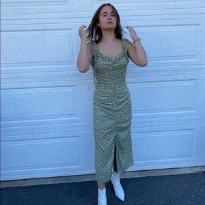 Sage green polka dot maxi dress